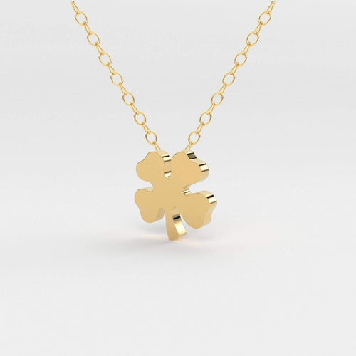 14K Gold Four Leaf Clover Charm Necklace / Made to Order Clover Pendant Irish Girl Gift / Minimalist Good Luck Charm / Mothers Day Sale - Jalvi & Co.