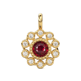 Round Ruby Diamond 14k Solid Gold Charm 18k Brilliant Round Diamond Pendant