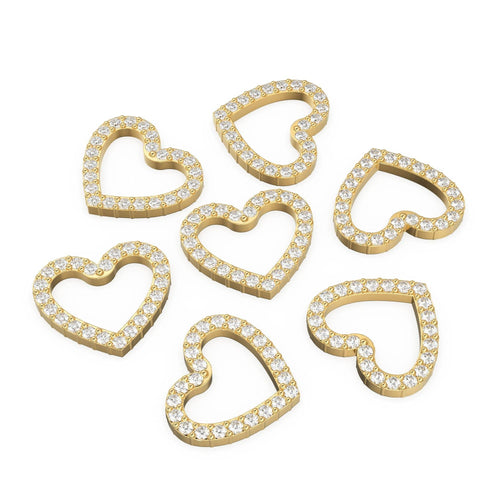 14k 18k Heart Solid Gold and Diamonds Charm / Diamond Heart Charm / 9.7x8.5mm - Jalvi & Co.