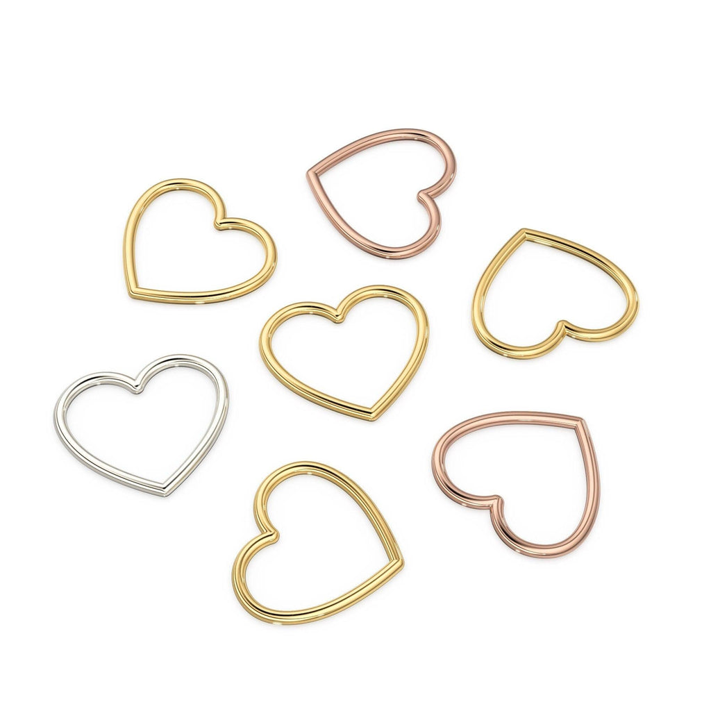 14k 18k Heart Solid Gold Charm / 20 Gauge Gold Heart Charm / 10mm - Jalvi & Co.