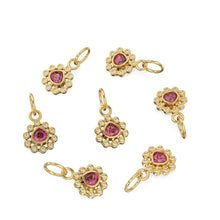 Load image into Gallery viewer, 14k 18k Solid Gold Brilliant Heart Rhodolite Garnet &amp; Genuine Diamond Solid Gold Charm Pendant / Garnet Pendant / Garnet Charm - Jalvi &amp; Co.