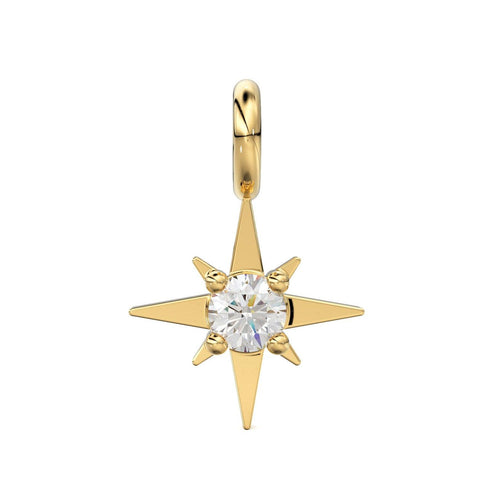 14k 18k Solid Gold Diamond Star Charm / Petite Brilliant Diamond Charm / Star Charm / Christmas Sale - Jalvi & Co.