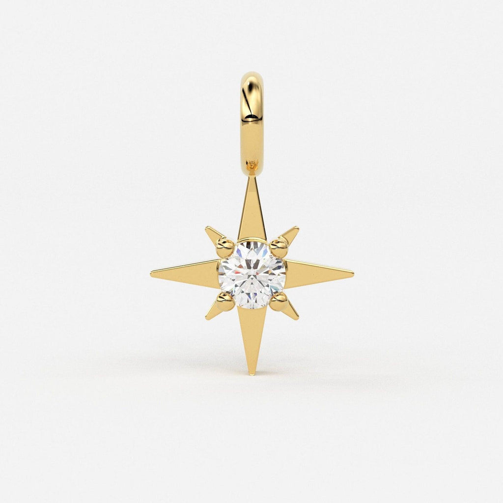 14k 18k Solid Gold Diamond Star Charm / Petite Brilliant Diamond Charm / Star Charm / Christmas Sale - Jalvi & Co.