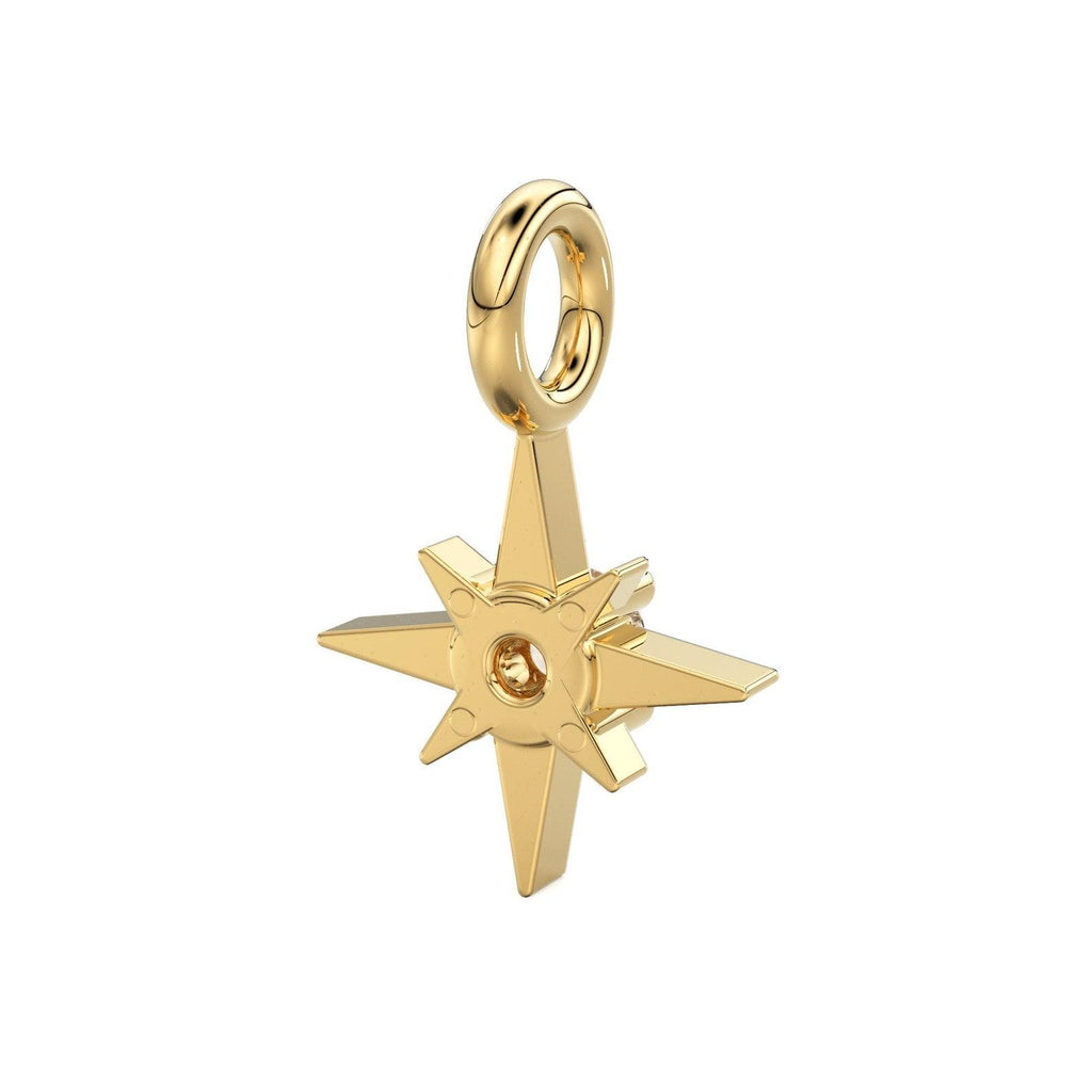 14k 18k Solid Gold Diamond Star Charm / Petite Brilliant Diamond Charm / Star Charm / Christmas Sale - Jalvi & Co.