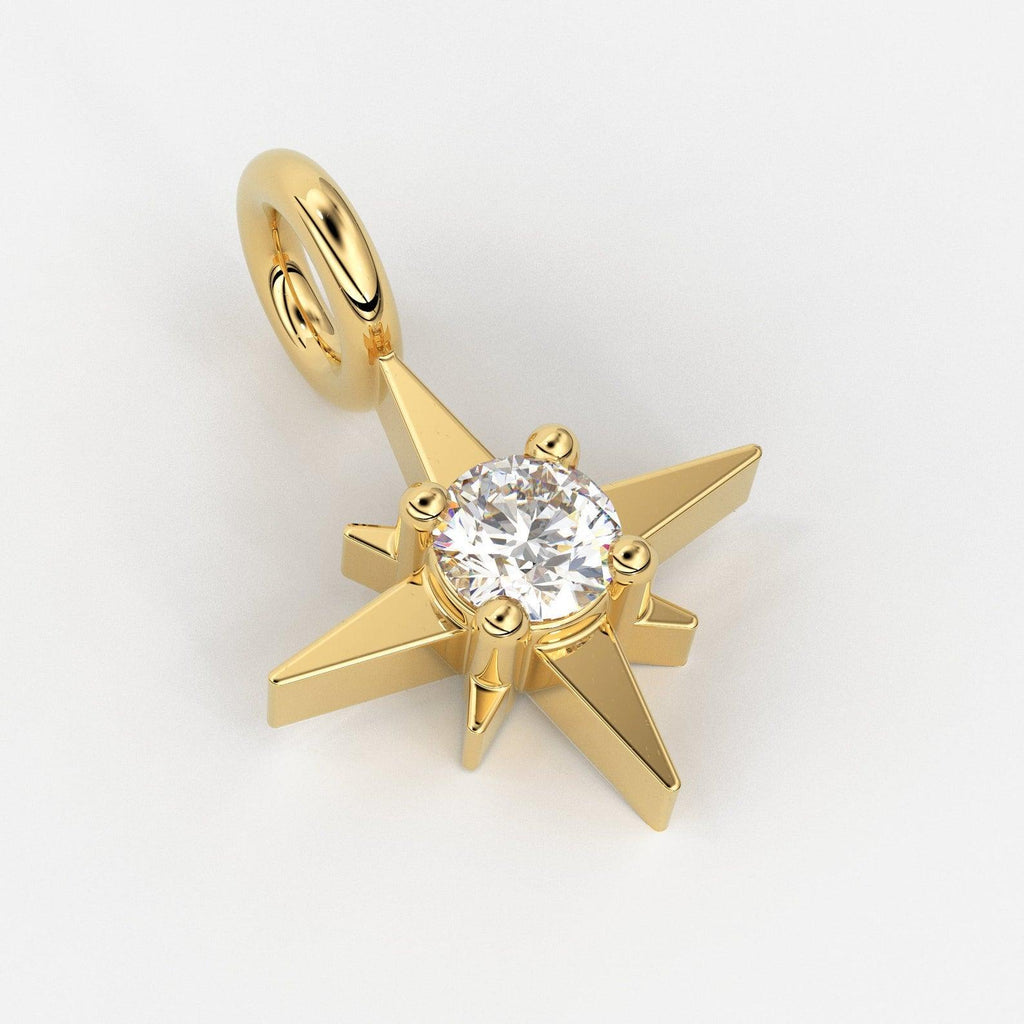 14k 18k Solid Gold Diamond Star Charm / Petite Brilliant Diamond Charm / Star Charm / Christmas Sale - Jalvi & Co.