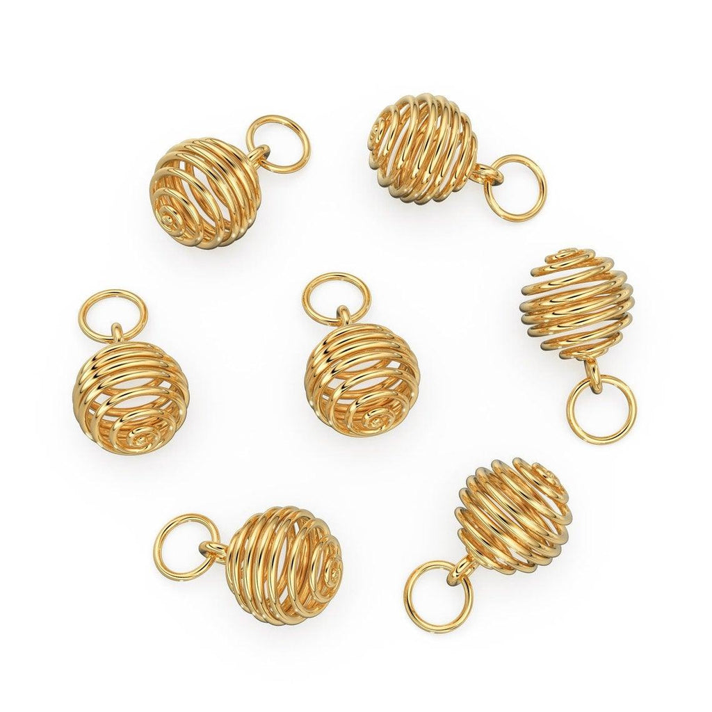 14k 18k Solid Gold Spiral Round Charm Pendant / Gold Pendant / Spiral Pendant 14x11mm - Jalvi & Co.