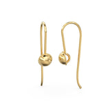 14k 18k Solid Yellow Gold Earwires With Dome Round Ends 1 pair, 21 gauge Pure Gold Jewelry Making Findings