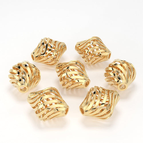 14k 18k Spiral Solid Gold Handmade Designer Twsited Spacer Gold Bead Finding 7,9,12mm - Jalvi & Co.