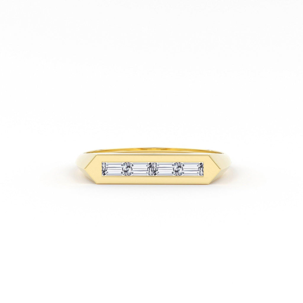 14k Baguette Stackable Ring / Baguette Diamond Ring / Unique Baguette Ring / Baguette Diamond Bar Ring - Jalvi & Co.