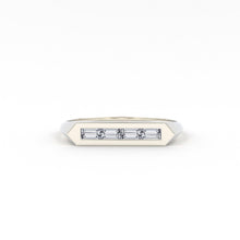 Load image into Gallery viewer, 14k Baguette Stackable Ring / Baguette Diamond Ring / Unique Baguette Ring / Baguette Diamond Bar Ring - Jalvi &amp; Co.