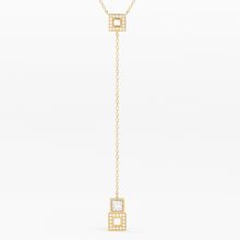 Load image into Gallery viewer, 14k Diamond Lariat Necklace / Diamond Y Necklace / Solid Gold Pave Necklace / Layering Necklace / Mosaic Diamond Pendant - Jalvi &amp; Co.