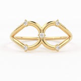 14K Double Loop Ring / Diamond Loop Ring / Double Ring / Two Rings in One / Double Pear / Statement Ring / Cocktail Ring