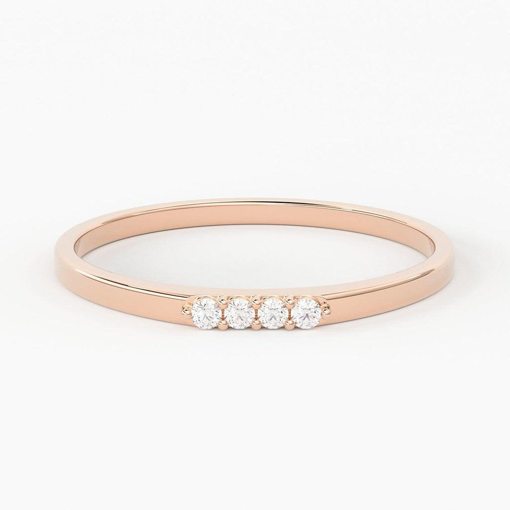 14K Gold 4 Stone Promise Ring / Diamond Ring / Minimalist Diamond Ring / Promise Ring / Stackable Ring - Jalvi & Co.