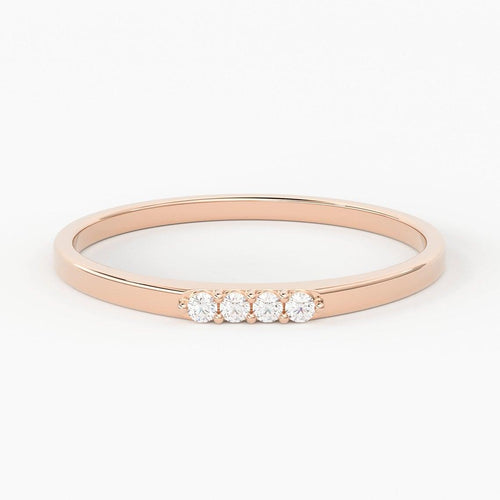 14K Gold 4 Stone Promise Ring / Diamond Ring / Minimalist Diamond Ring / Promise Ring / Stackable Ring - Jalvi & Co.