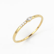 Load image into Gallery viewer, 14K Gold Asymmetrical Marquise Diamond Ring / Dainty Diamond Ring / Diamond Ring / Dainty Ring / Stacking Ring / Promise Ring - Jalvi &amp; Co.