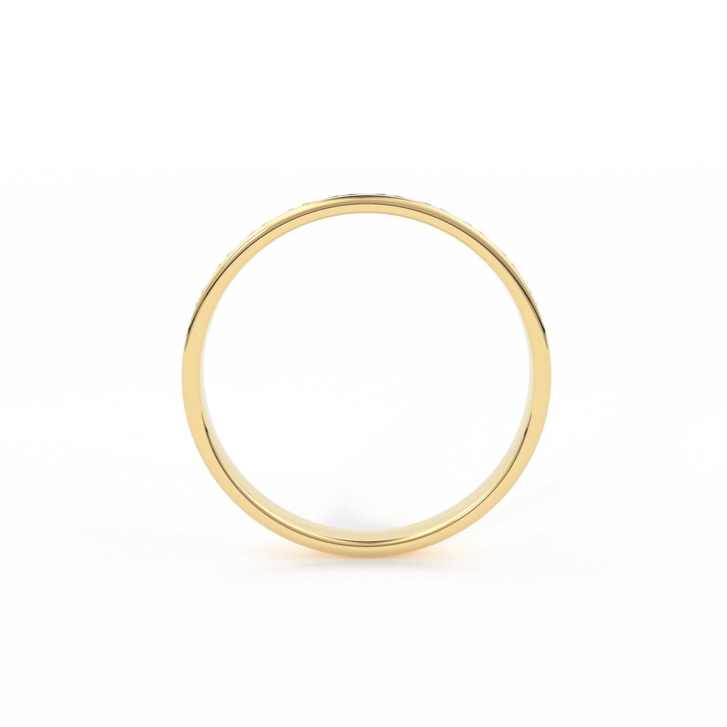 14K Gold Baguette Diamond Band / 2.0MM Thin Channel Set Diamond Ring / Half Eternity Stackable Ring / Diamond Wedding Ring / Minimalist Ring - Jalvi & Co.
