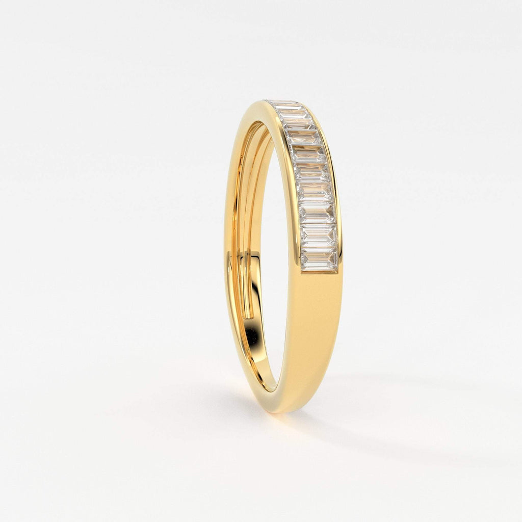 14K Gold Baguette Diamond Band / 3.0MM Thin Channel Set Diamond Ring / Half Eternity Stackable Ring / Diamond Wedding Ring / Minimalist Ring - Jalvi & Co.