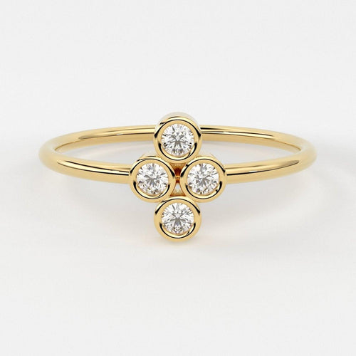 14k Gold Bezel Setting Diamond Ring / Dainty Diamond Ring / Thin Diamond Ring / Gold Diamond Ring / Four Stone Ring / Simple Diamond Ring - Jalvi & Co.