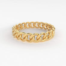 Load image into Gallery viewer, 14k Gold Chain Ring, Gold Stacking Ring, Thick Chain Ring, Curb Chain Ring, Cuban Link Ring, Cuban Chain Ring, Minimalist Ring - Jalvi &amp; Co.