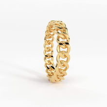 Load image into Gallery viewer, 14k Gold Chain Ring, Gold Stacking Ring, Thick Chain Ring, Curb Chain Ring, Cuban Link Ring, Cuban Chain Ring, Minimalist Ring - Jalvi &amp; Co.