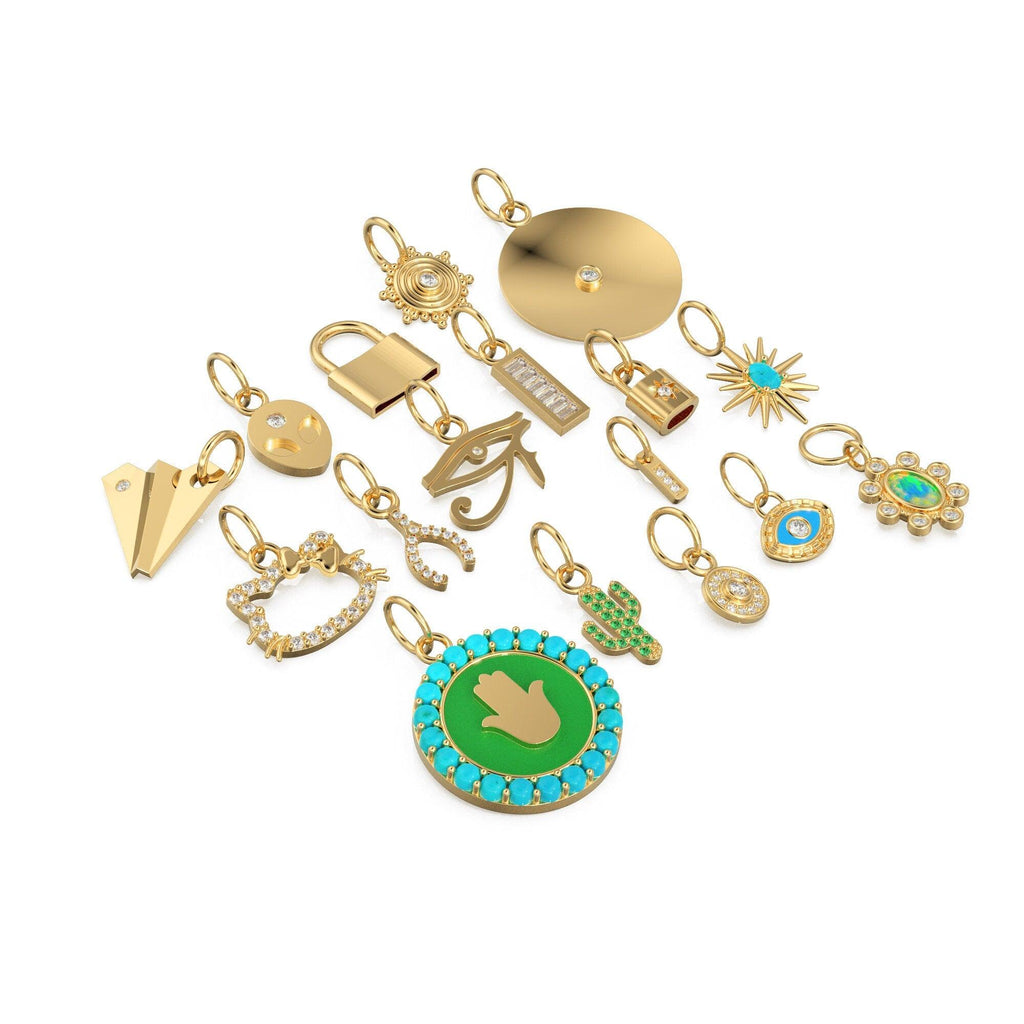 14K Gold, Diamond and Gemstone Mini Charm Pendants - Jalvi & Co.