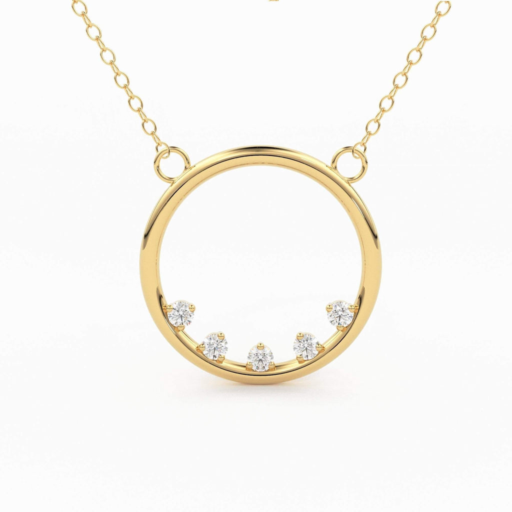 14k Gold Diamond Necklace / Open Circle Diamond Necklace / Eternity Necklace / Geometric Jewelry / Bridesmaid Gift - Jalvi & Co.