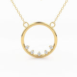 14k Gold Diamond Necklace / Open Circle Diamond Necklace / Eternity Necklace / Geometric Jewelry / Bridesmaid Gift