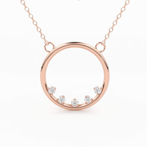 14k Gold Diamond Necklace / Open Circle Diamond Necklace / Eternity Necklace / Geometric Jewelry / Bridesmaid Gift - Jalvi & Co.