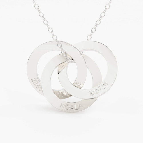 14k Gold Family Necklace / Linked Circle Gold Necklace / Custom Children Name Rings / Mother Gift / Personalized Jewelry / Eternity Necklace - Jalvi & Co.