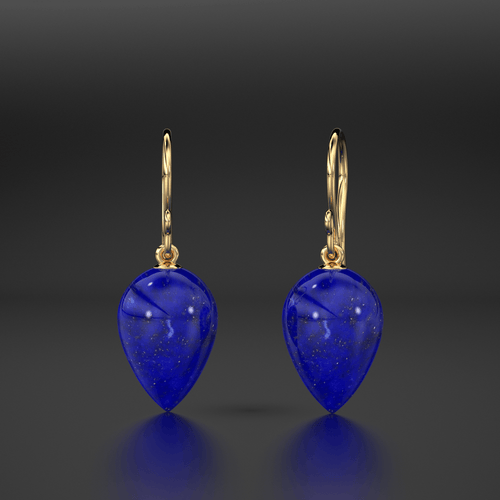 14K Gold Lapis Lazuli Earrings / Large Lapis Drop Earrings / Lapis Spike Earrings / Royal Blue Earrings / September Birthstone Earrings - Jalvi & Co.