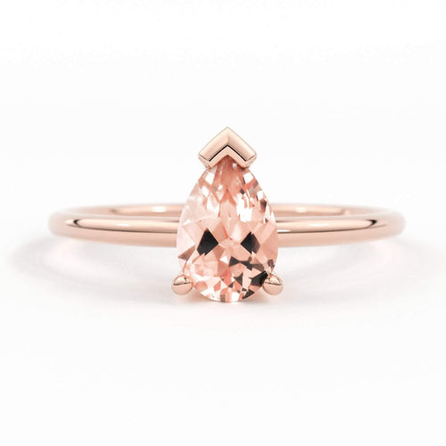 14K Gold Morganite Ring / Pink Energy Ring / Morganite Ring / Engagement Ring / Dainty Engagement Ring / Morganite Engagement Ring - Jalvi & Co.
