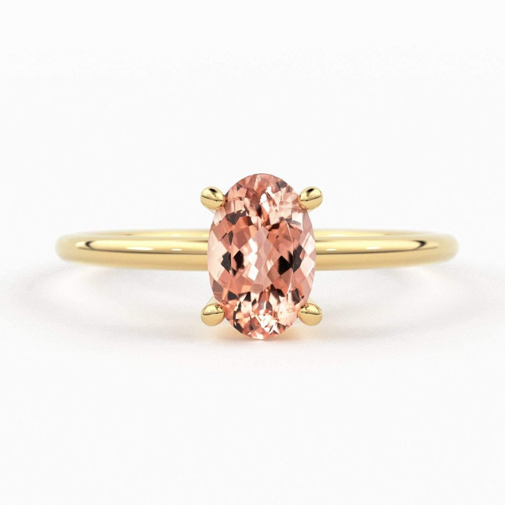 14K Gold Oval Morganite Ring / Make Me Blush Ring / Engagement Ring / Morganite Ring / Dainty Engagement Ring / Pink Stone Gold Ring - Jalvi & Co.