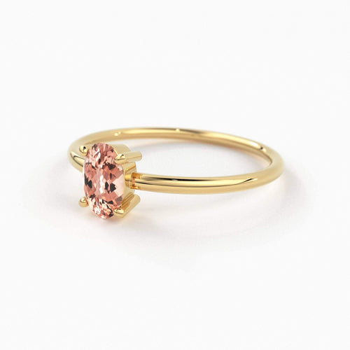 14K Gold Oval Morganite Ring / Make Me Blush Ring / Engagement Ring / Morganite Ring / Dainty Engagement Ring / Pink Stone Gold Ring - Jalvi & Co.