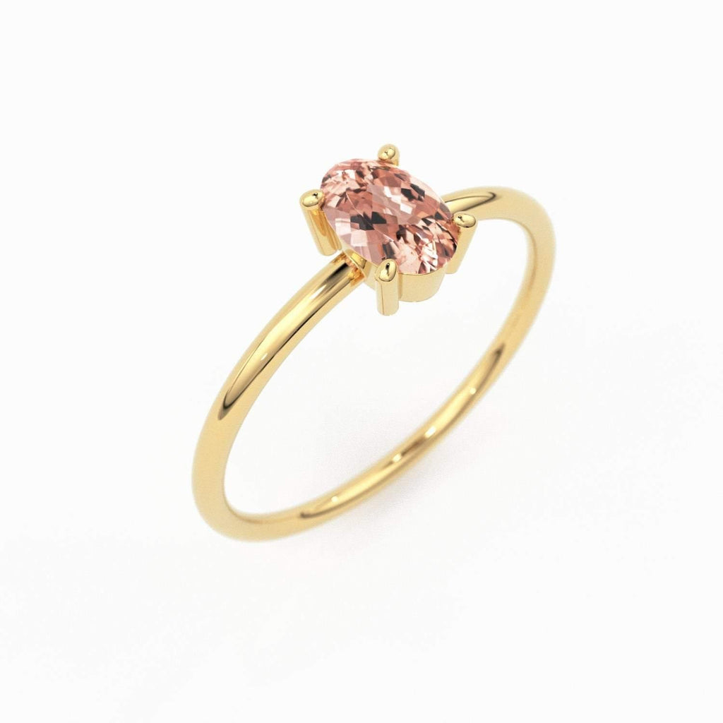 14K Gold Oval Morganite Ring / Make Me Blush Ring / Engagement Ring / Morganite Ring / Dainty Engagement Ring / Pink Stone Gold Ring - Jalvi & Co.