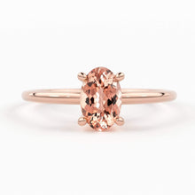 Load image into Gallery viewer, 14K Gold Oval Morganite Ring / Make Me Blush Ring / Engagement Ring / Morganite Ring / Dainty Engagement Ring / Pink Stone Gold Ring - Jalvi &amp; Co.