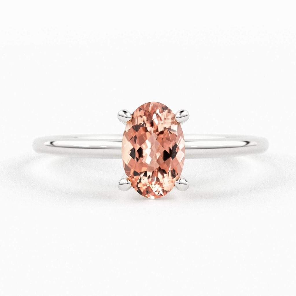 14K Gold Oval Morganite Ring / Make Me Blush Ring / Engagement Ring / Morganite Ring / Dainty Engagement Ring / Pink Stone Gold Ring - Jalvi & Co.