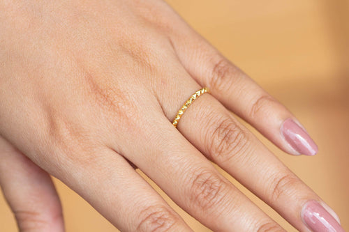 14K Gold Pyramid Eternity Ring / Gold Spike Ring / Pyramid Ring / Gold Stacking Ring / Simple Gold Ring / Minimal Jewelry / Spike Stud Ring - Jalvi & Co.