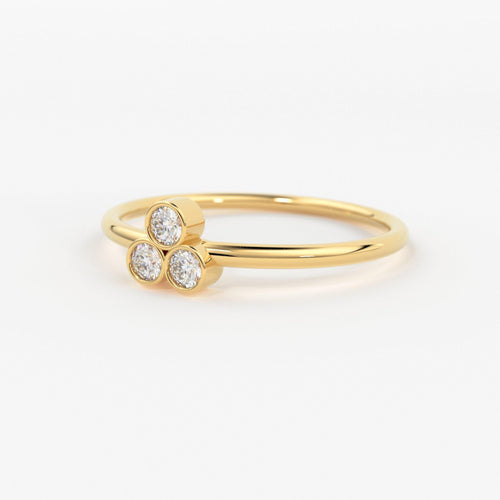 14k Gold Ring / Trio Diamond Ring / Diamond Cluster Ring / Round Cut Diamond / Three Diamond Ring / Gift For Her / Stackable Ring / Everyday - Jalvi & Co.