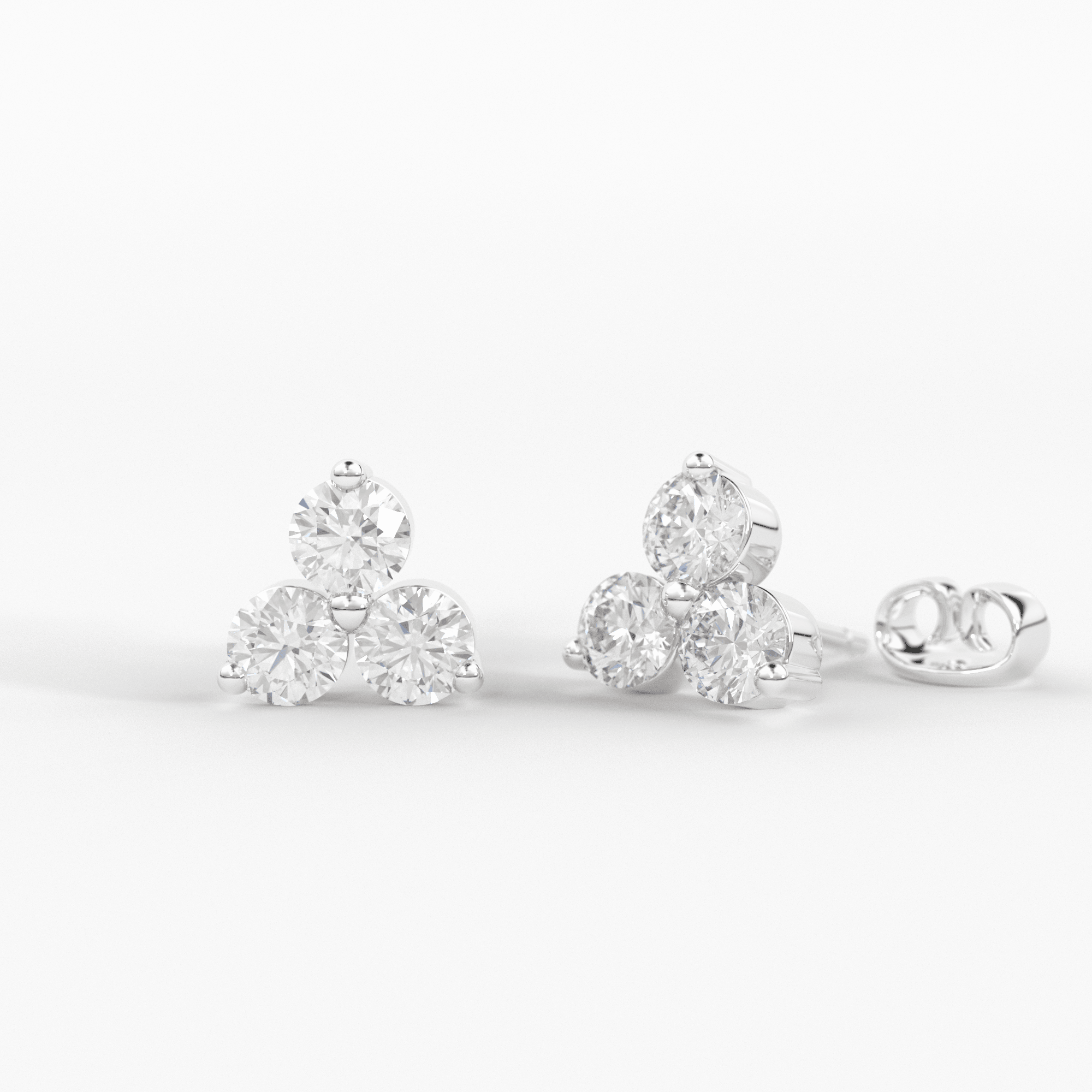 Trio Diamond Stud Earring 14K