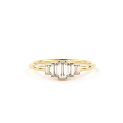 14k Gold Step Cut Baguette Diamond / Alternative Engagement Ring / Christmas Gift - Jalvi & Co.