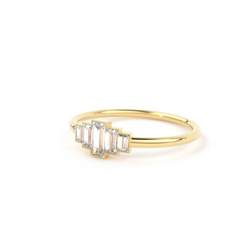 14k Gold Step Cut Baguette Diamond / Alternative Engagement Ring / Christmas Gift - Jalvi & Co.