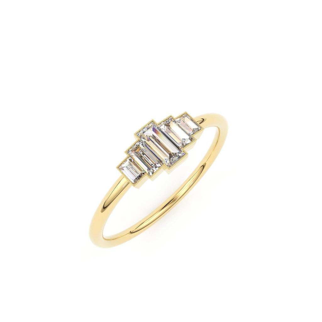 14k Gold Step Cut Baguette Diamond / Alternative Engagement Ring / Christmas Gift - Jalvi & Co.