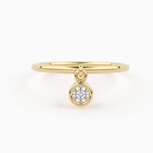 Load image into Gallery viewer, 14k Gold Thin Ring with a 0.05ctw Round White Diamond Dangling Charm Ring - Round Cut Diamond Dangle Ring / Stacking Diamond Ring - Jalvi &amp; Co.