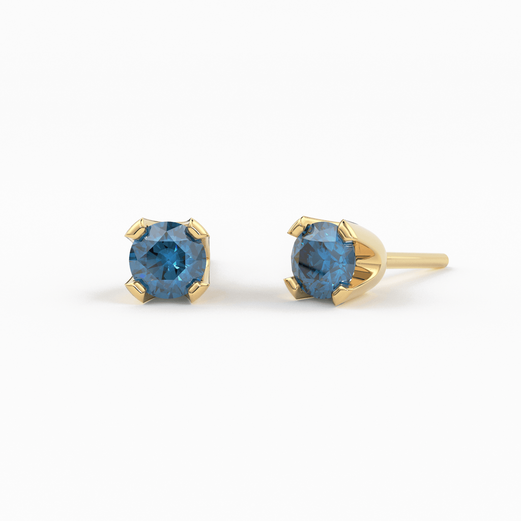 14K Gold Tiny Blue Diamond Studs / Blue Diamond / Diamond Earrings / Tiny Studs / Dainty Stud / Dainty Earrings / Dainty Jewelry / Solitaire - Jalvi & Co.