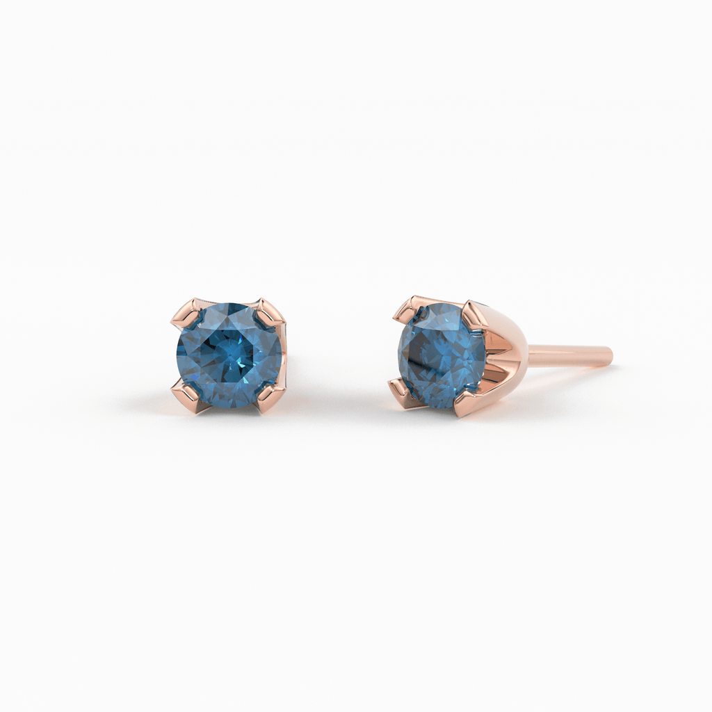 14K Gold Tiny Blue Diamond Studs / Blue Diamond / Diamond Earrings / Tiny Studs / Dainty Stud / Dainty Earrings / Dainty Jewelry / Solitaire - Jalvi & Co.