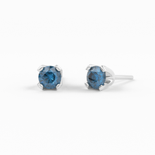 Load image into Gallery viewer, 14K Gold Tiny Blue Diamond Studs / Blue Diamond / Diamond Earrings / Tiny Studs / Dainty Stud / Dainty Earrings / Dainty Jewelry / Solitaire - Jalvi &amp; Co.