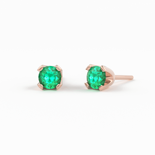 14K Gold Tiny Emerald Studs/ Emerald Earrings/ Astrology Jewelry/ May Birthstone/ Green Stone/ Green Stone Jewelry/ Dainty Studs/ Solid Gold - Jalvi & Co.