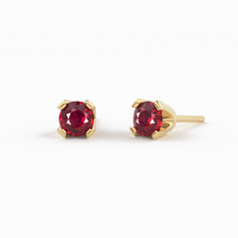 Load image into Gallery viewer, 14K Gold Tiny Ruby Studs/ Ruby Studs/ Ruby Jewelry/ Stud Earrings / Solid Gold / Dainty Earring / Dainty Jewelry/ July Birthstone/ Red Stone - Jalvi &amp; Co.