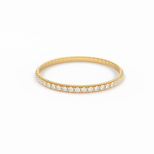 14k Gold Twisted Diamond Wedding Band / Twisted Band Ring with Diamonds/ Micro Pave Ring with Twisted Gold Band/ Minimalist Stacking Ring - Jalvi & Co.