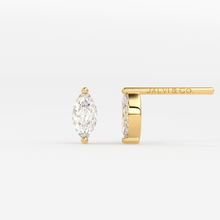 Load image into Gallery viewer, 14k Gold Two Diamond Stud / 14k Solid Gold Unique Diamond Earrings / Second Hole Stud / Tiny Post Earring / Multiple Piercing Stud - Jalvi &amp; Co.